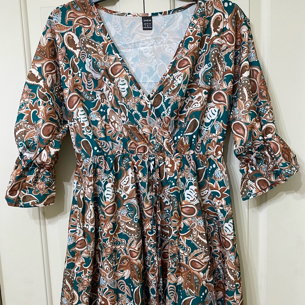 SHEIN fall color v neck dress